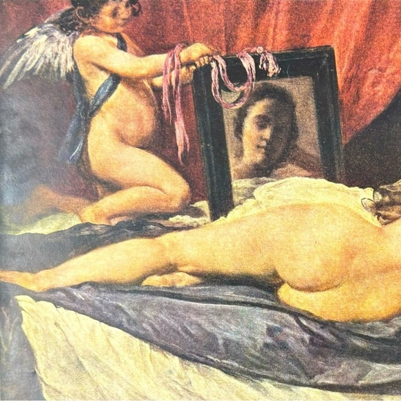 Diego Rodríguez de Silva y Velázquez Venus Cupid Original Vintage Fine Art Print - Picture 2 of 6